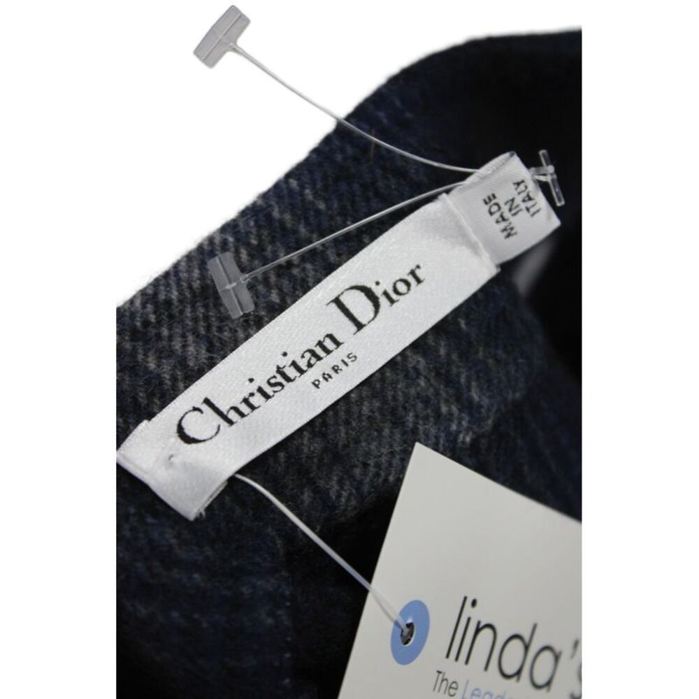 Christian Dior Womens Mini Plaid Virgin Wool Skirt Blue Button Size 6 - Picture 4 of 5